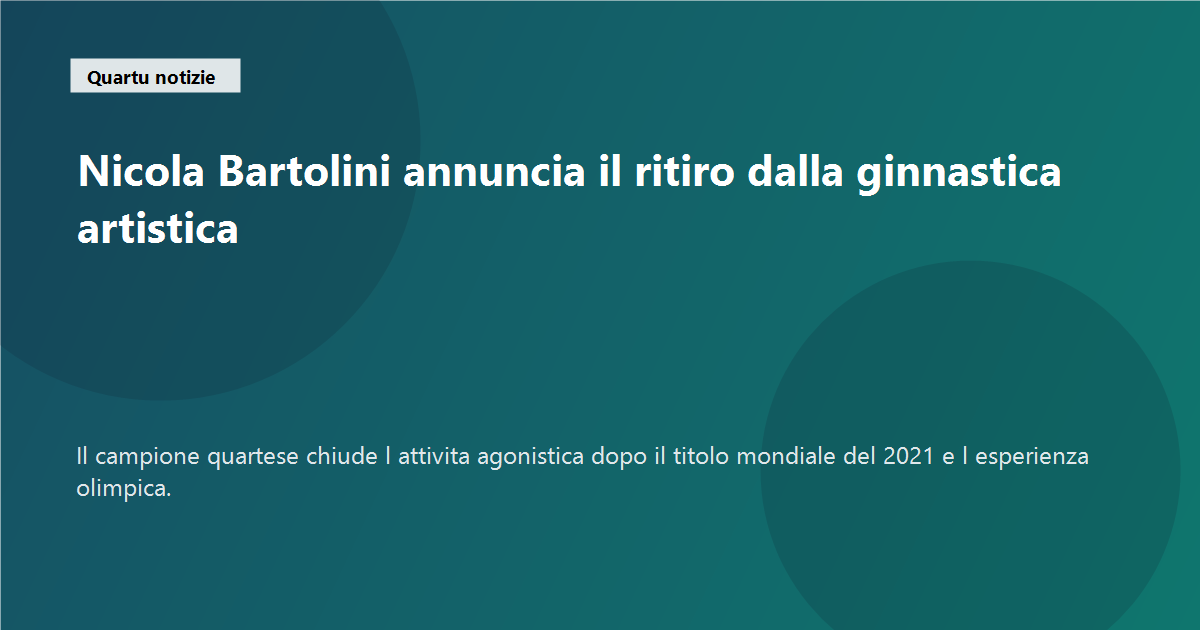 Nicola Bartolini annuncia il ritiro dalla ginnastica artistica