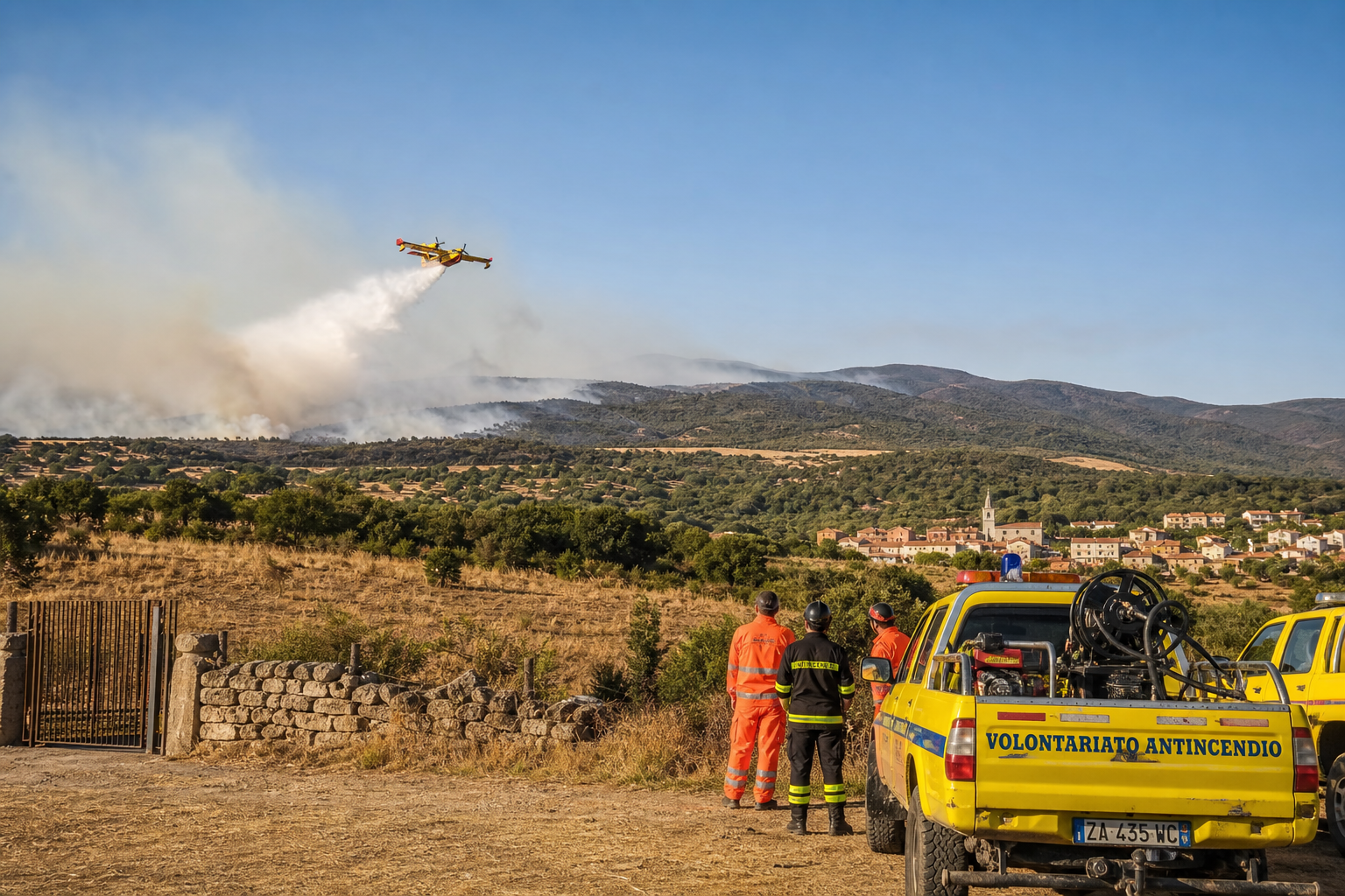 Incendio a Noragugume, interventi aerei e danni nel territorio