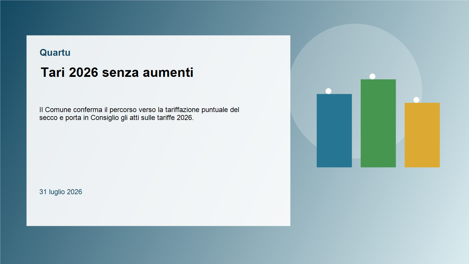 Quartu, Tari 2026 senza aumenti e avanti con la tariffazione puntuale