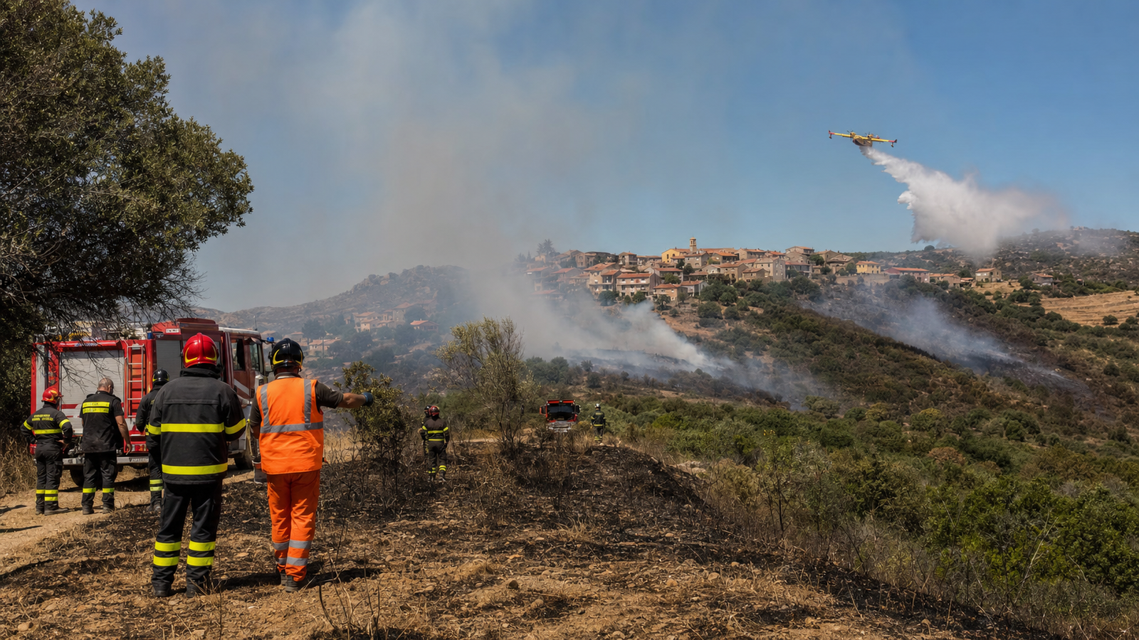 Noragugume, incendio con intervento aereo e danni alle aziende del territorio
