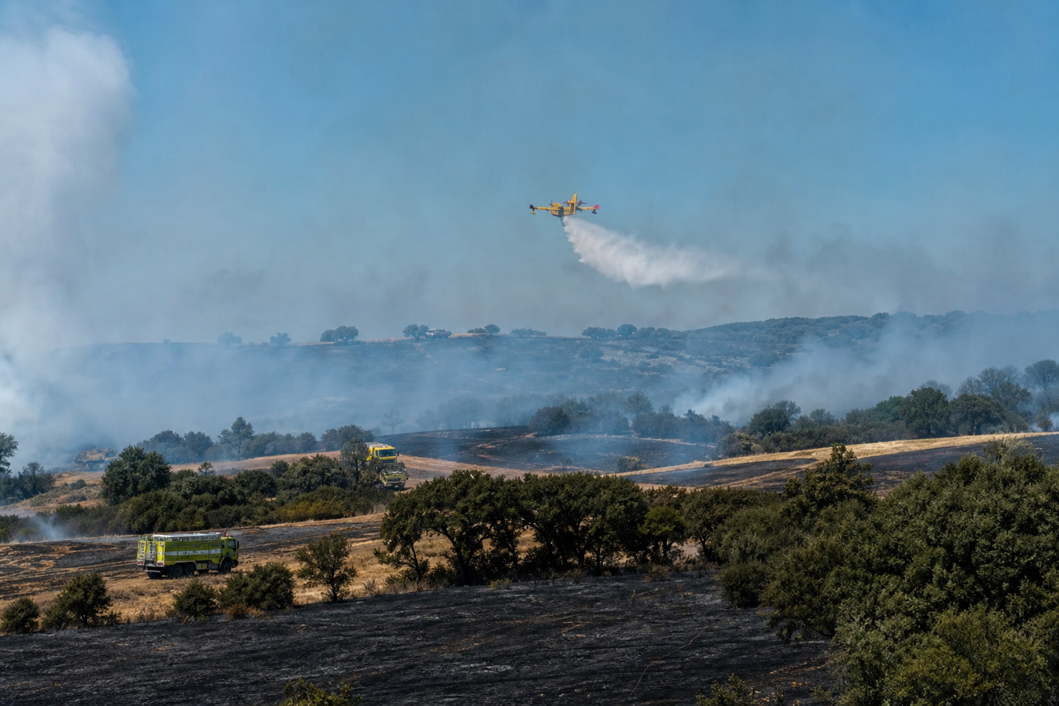 Noragugume, incendio con intervento aereo e danni nel territorio