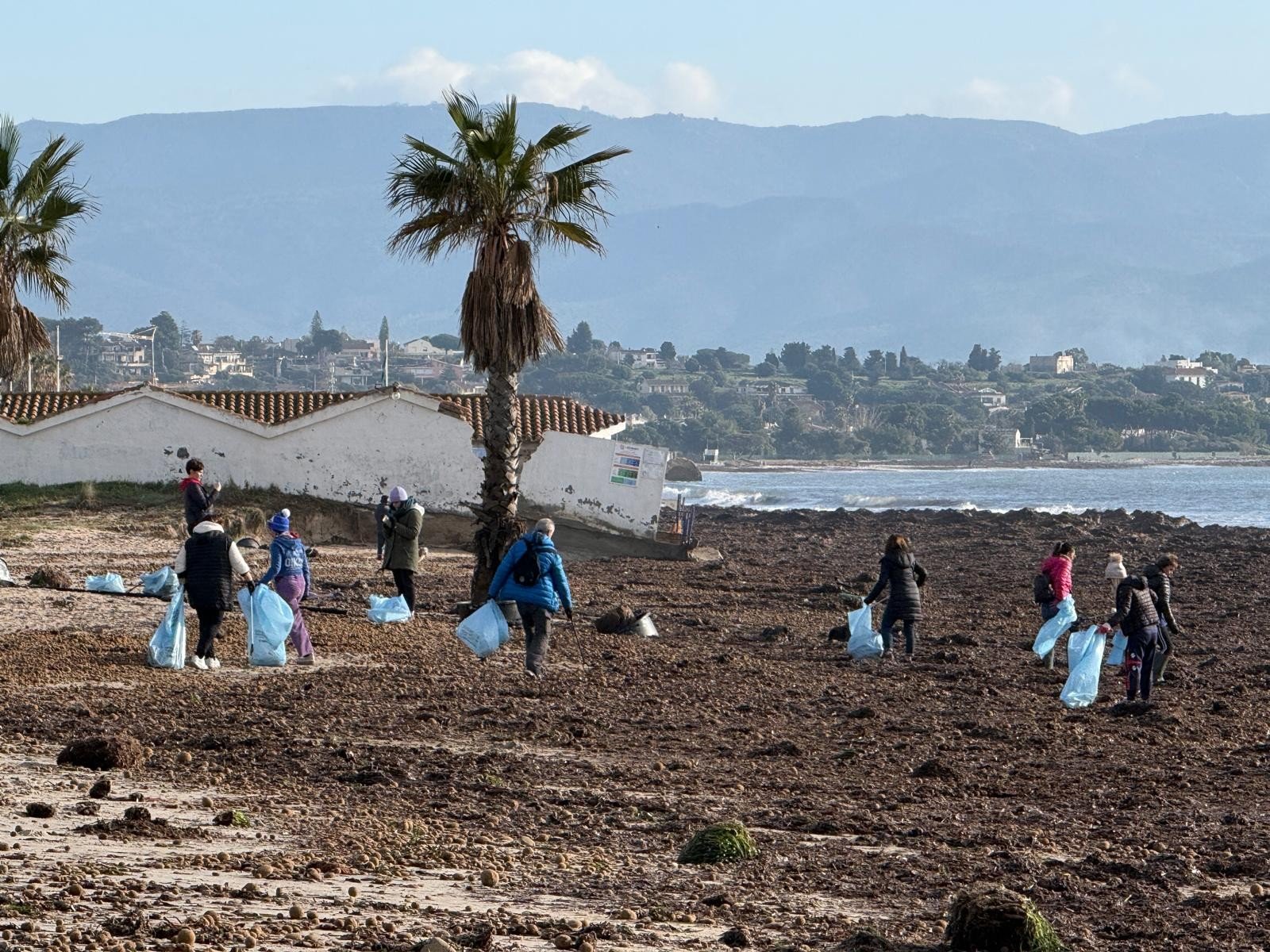 Pulizie al Poetto, una domenica per prendersi cura della spiaggia dopo le mareggiate del ciclone Harry