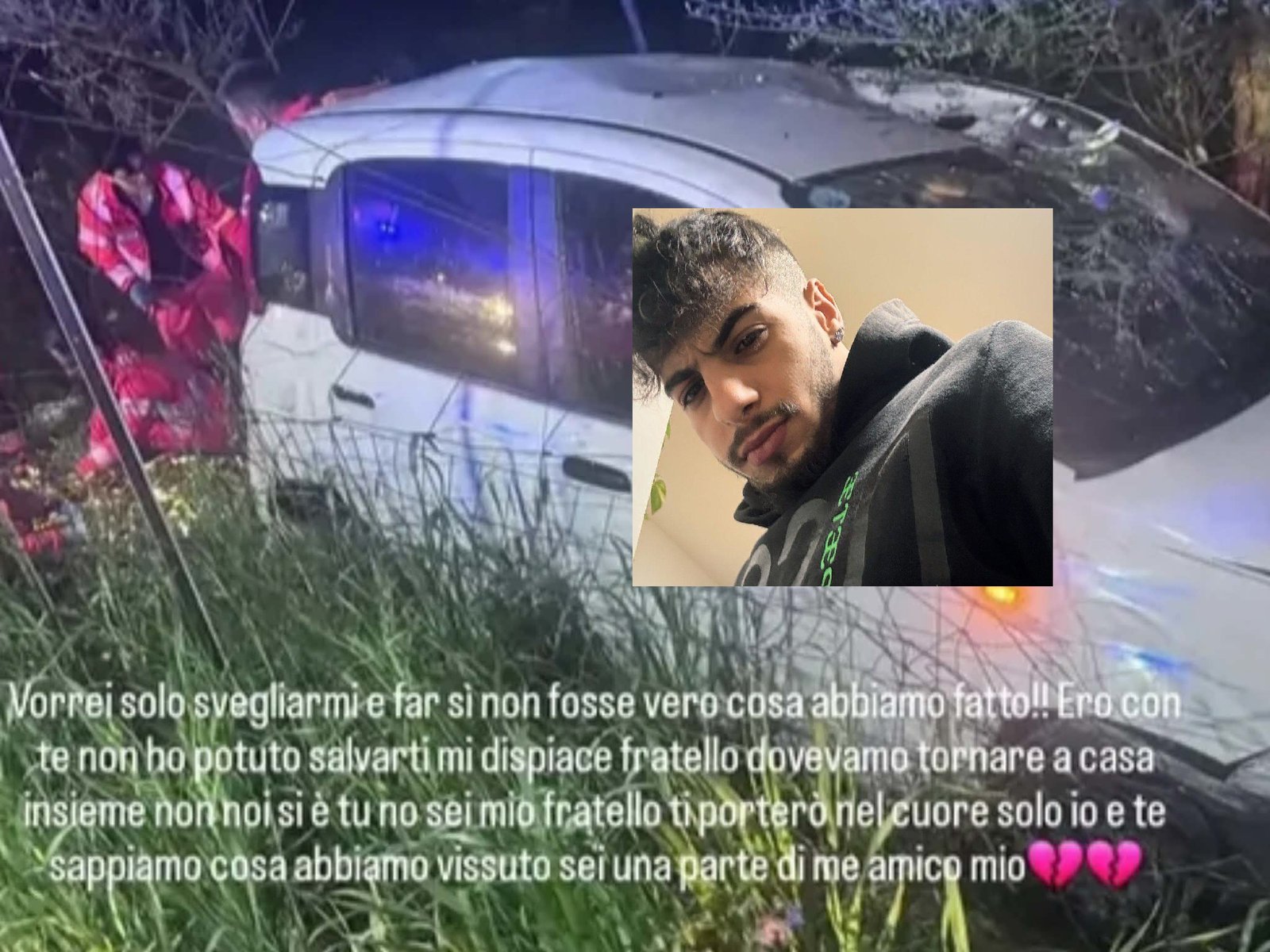 L’amico morto a Uta nell’auto rubata, lo strazio del 23enne sopravvissuto: ” Non saremmo mai dovuti salire”