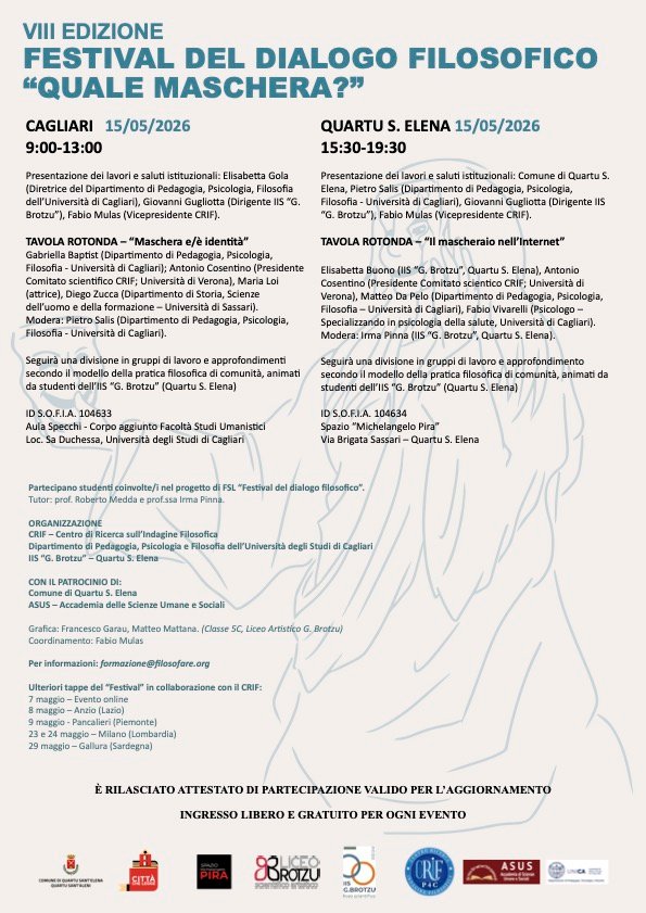 “FESTIVAL DEL DIALOGO FILOSOFICO” - OTTAVA EDIZIONE: “Quale maschera?